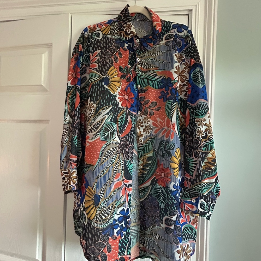 Colorful Floral Button-Up Shirt